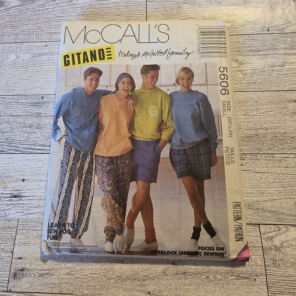 McCall's 5606 Vintage Pattern Mens Womens Top Pants Shorts Sz 36,38 (Med) Uncut